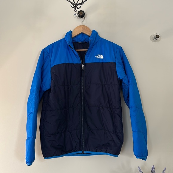 The North Face Boys XL thin puffer jacket in two tone blue - Picture 1 of 4